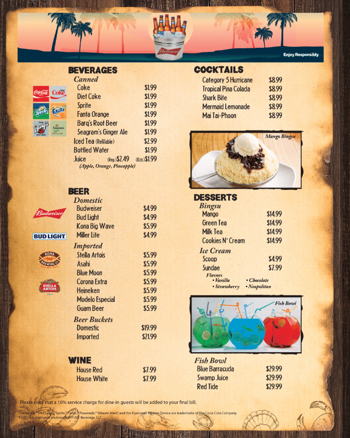 Menu Crab Daddy Guam